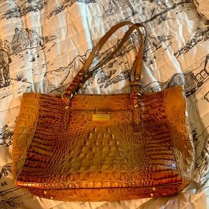 Beautiful Brahmin brown croc 2 handle purse handbag tote